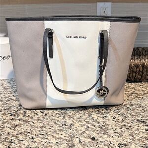Michael Kors Two-Tone Gray and White Tote